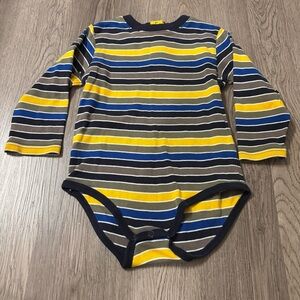 Vtg Gymboree Striped Long Sleeve One-Piece Snap Y2K‎ Toddler 3T Blue/Yellow